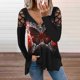 thumbnail image 4 of Gibobby Blusas De Mujer Tops Blusa Casual con cuello en V Estampado Camisas de manga larga con cremallera Blusa de mujer（Rojo， M), 4 of 4