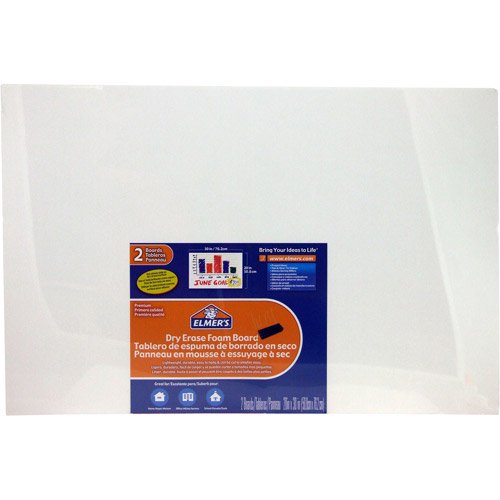 Elmer's Dry Erase Foam Board, White, 2pk