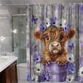 thumbnail image 4 of TIELUTT Rideau de Douche Vache Ferme Floral Drôle Mignon Vache Douche Robuste Transparent Rideau de Douche Léger Rideaux de Douche Double Doublure et Rideau de Douche avec Doublure Rideau de Douche Largeur Courte Lourd Cur, 4 of 4