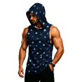 thumbnail image 2 of Graphic Camo Sleeveless Hooded Tank Top for Men, Muscle Fit Pullover Gym Vest - Quick-Dry Athletic Shirt with Pocket for Bodybuilding & Summer Training Blue L, 2 of 8