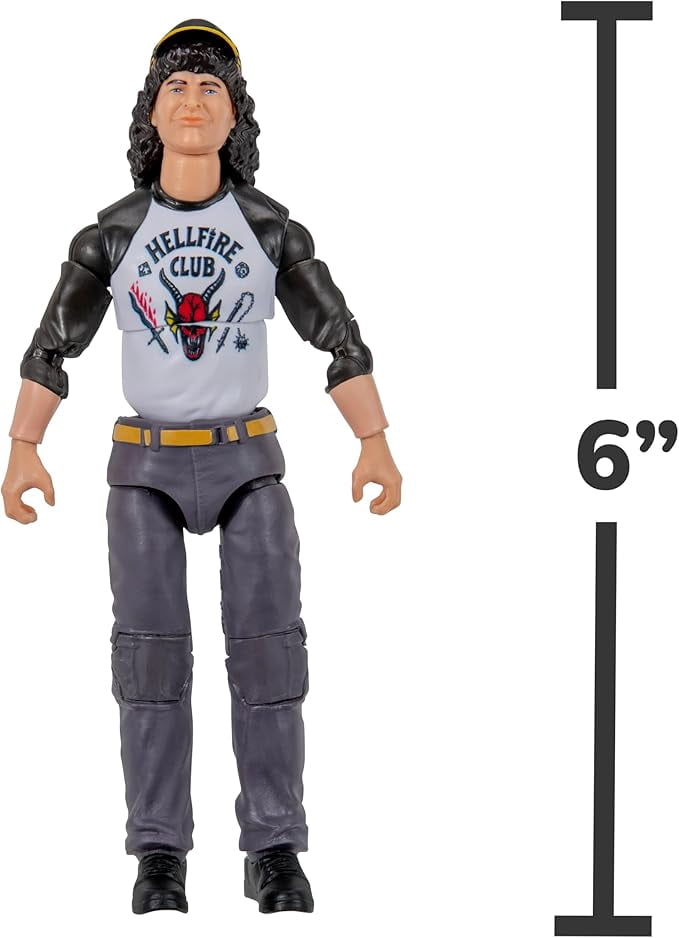 Stranger Things Dustin Upside Down Collector Figure - 6 inch Highly Detailed Figure with Soft Good Clothing and Unique Accessories