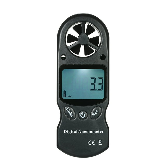 TFixol 8 en 1 Portable Numérique Anemometer Vitesse du Vent / Température / Humidité / Refroidissement du Vent / Indice de Chaleur / Point de Rosée / Pression Barométrique / Altitude avec Rétroéclairage LCD - Noir