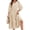 Beige, variant on Womens Casual 3/ 4 Sleeve Shirt Dress Button Down V Neck Tiered Collared Flowy Maxi Dress