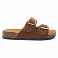 LAVRA Women's Double Buckle Sandals Cork Footbed Slides Classic Summer Flatform