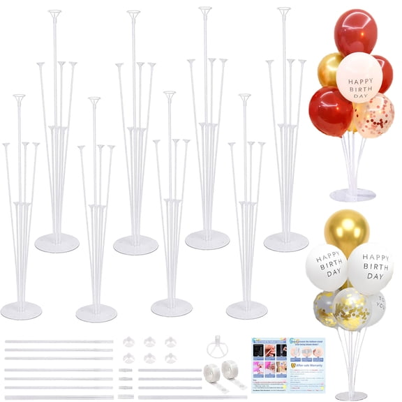 8 Sets Balloon Stand Kits, Balloon Sticks Holder with Base for Table Baby Shower Gender Reveal Birthday Party Decoration, Polyvinyl Chloride (PVC)