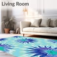 thumbnail image 2 of ODIKA 3'x5' Machine Washable Non-Slip Area Rug, Elegant Watercolor Transitional Faded Ornamental Motif High Traffic Rug with Pad, Blue, 662507, 2 of 8