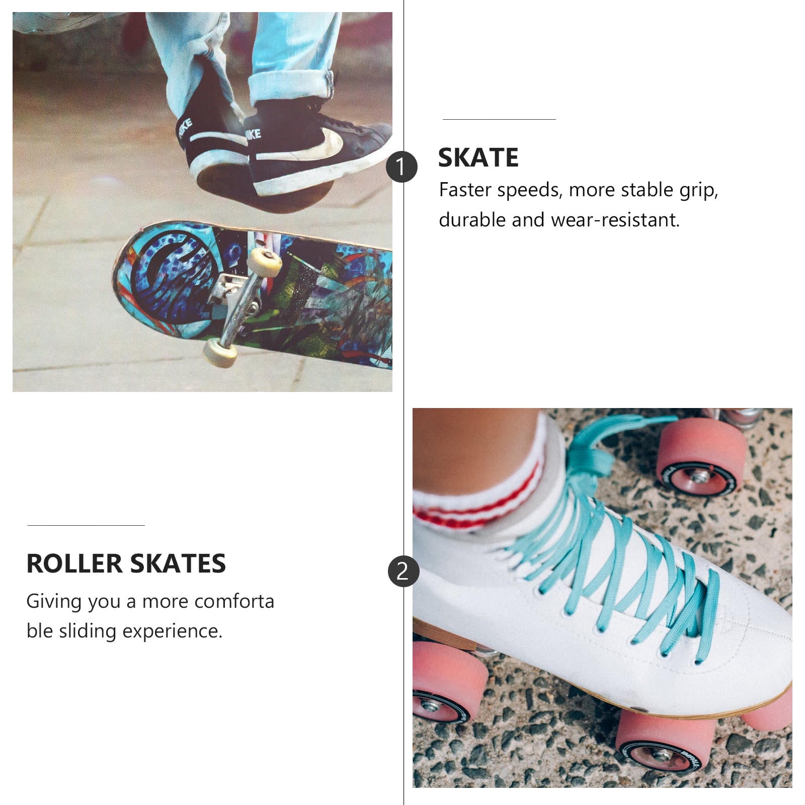 Worgeous Durable PU White Roller Skate Wheels for Outdoor Use with Bearings 4 Pieces