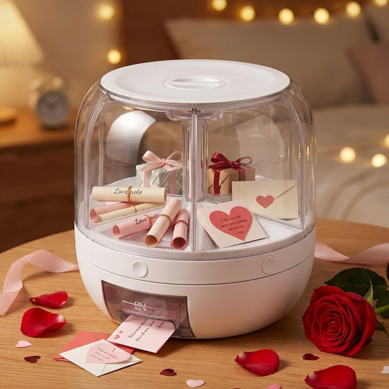 RZDLIZJ Valentine Candy Dispenser Gift Mini Gumball Vending Machine Grain Dispenser with Lid Automatic Snack Jelly Bean Holder Plastic Jar Container with Lid for Kids Classroom Party Home