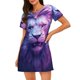 thumbnail image 1 of Easygdp Cool Lion Head Camisón de manga corta para mujer, informal, estampado, 1 of 6