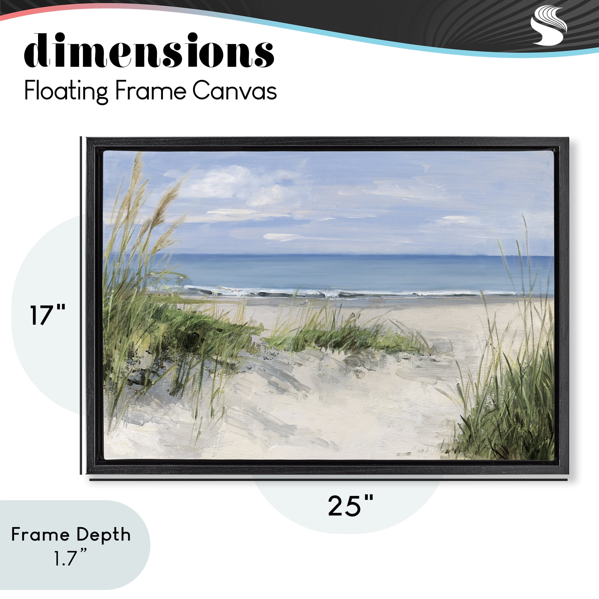 Stupell Industries Tall Grasses by Beach Coast Black Framed Floater Canvas Wall Art, design by Sally Swatland