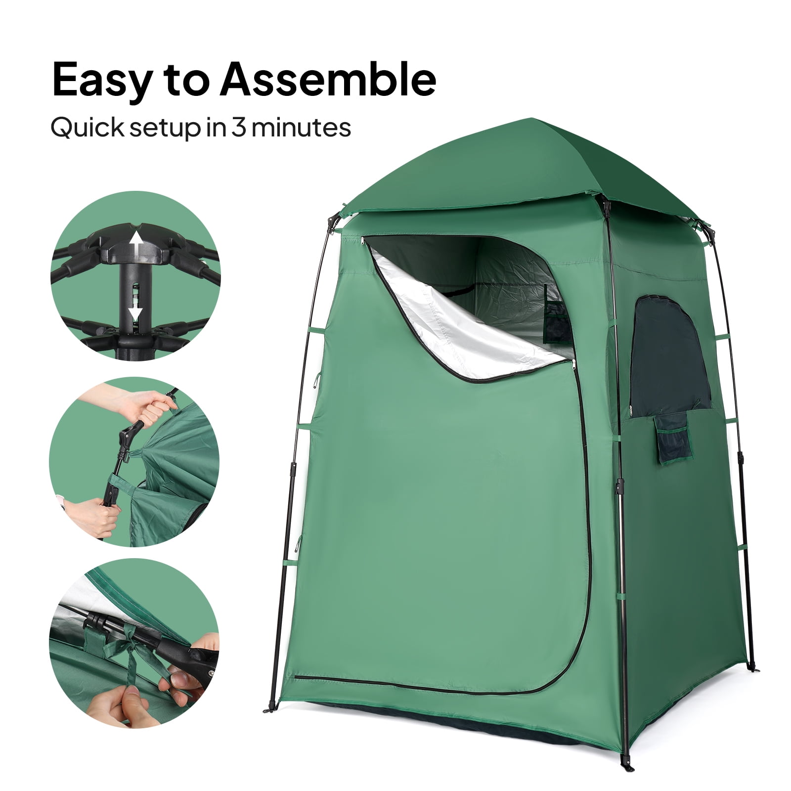 Ktaxon Camping Shower Tent, Waterproof Pop Up Single Changing Tent, Portable Dressing Room, Outdoor Privacy Tent for Beach, HIking, Photography Studio, Green