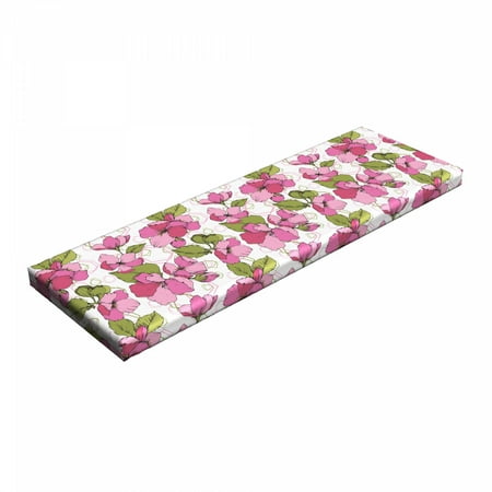 

Pink Floral Bench Pad Blooming Flowers on Abstract Geometric Shapes HR Foam Cushion with Decorative Fabric Cover 45 x 15 x 2 Pale Olive Green Pink by Ambesonne