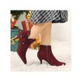 thumbnail image 6 of BLISSFUL STEP Women Bow Pointed Toe Stiletto Heel Ankle Boots Burgundy 5.5, 6 of 8