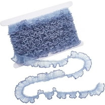 10 Yards Ruffled Lace Ribbon Fabric 2cm Wide Pleated Mesh Edge Trim Embroidered Tulle Edging Trimmings for Sewing DIY Crafts Cuff Embellishments Home Curtain Decoration Grey Blue Blue DIY