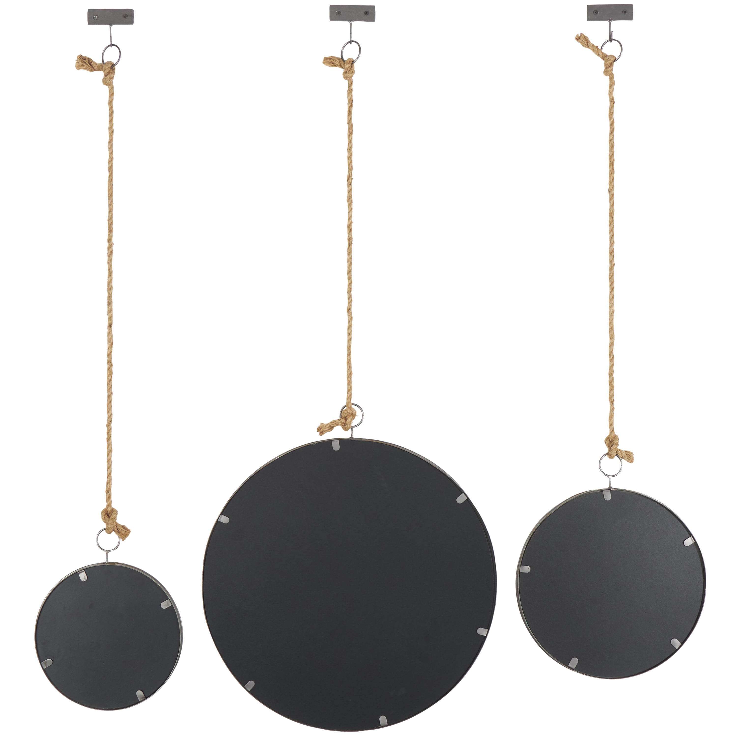 DecMode 20", 13", 10"W Dark Gray Hanging Wall Mirror, Set of 3