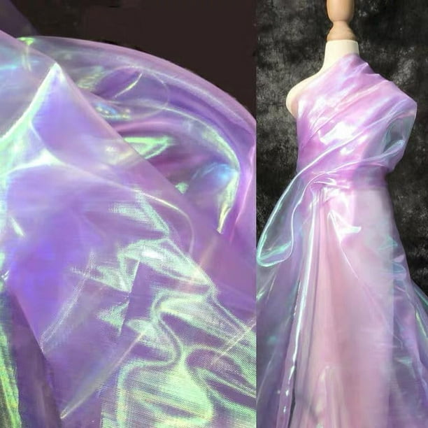 Tela Qidekjjt de organza iridiscente de 10 m x 150 cm, color morado claro