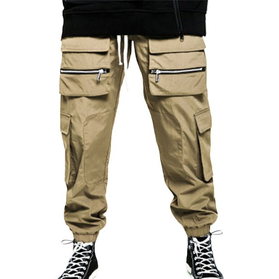 Vedolay Men's Pants Plus Size Thick Multi-Pocket Trousers Khaki,XL