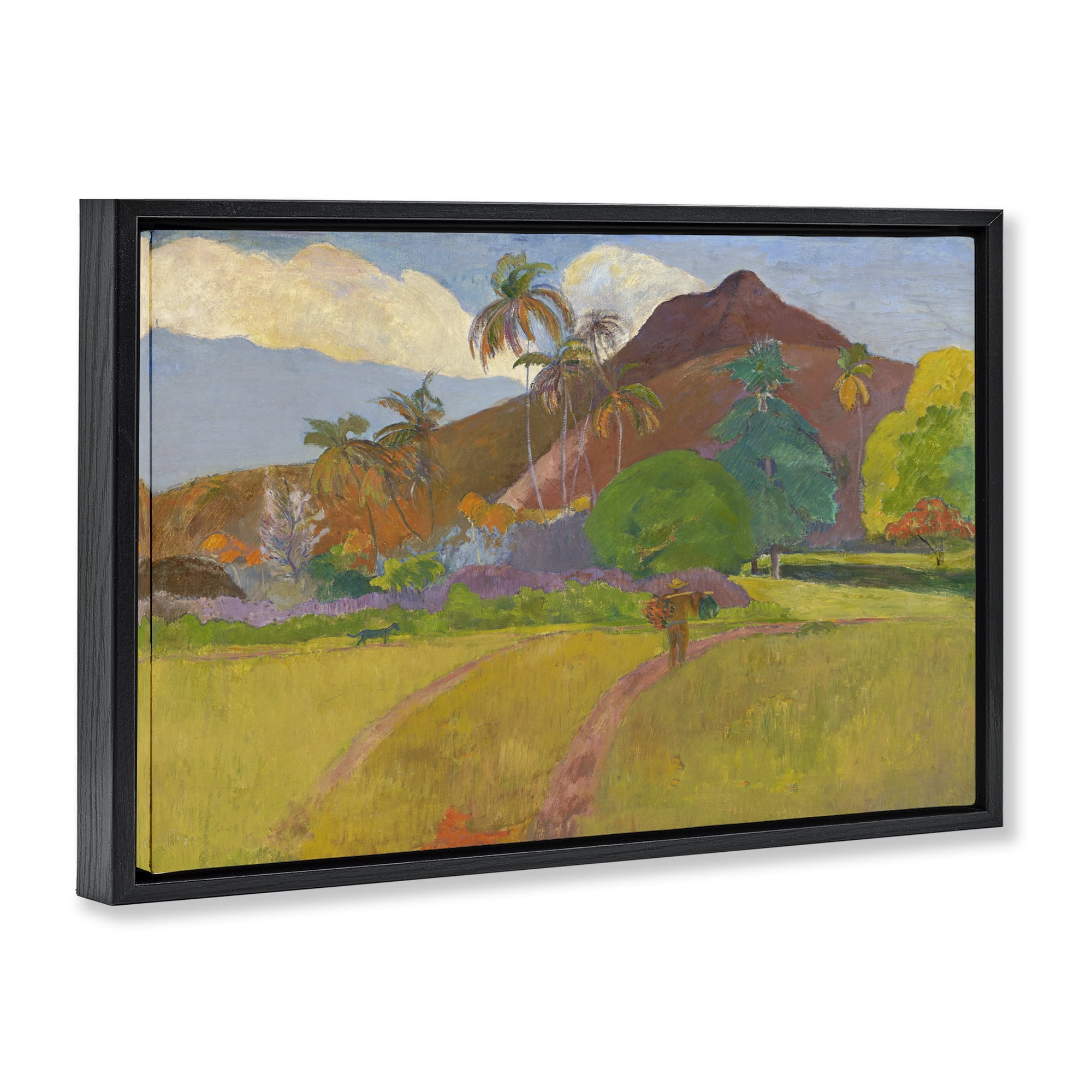 Stupell Industries Classic Tahitian Landscape Landscape & Nature Painting Black Floater Framed Canvas Art Print Wall Art, 31 x 21