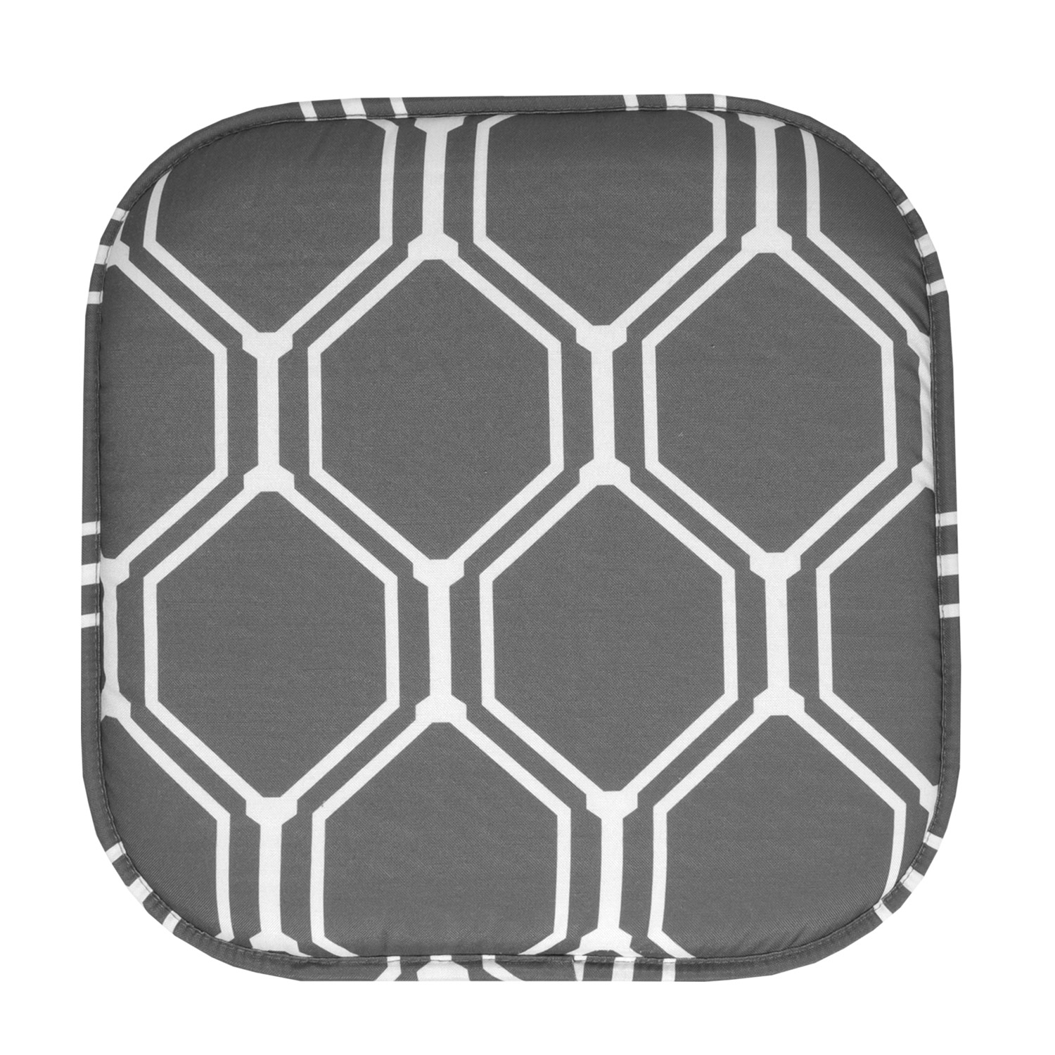 Mirage Hexagonal Print Memory Foam Chair Pads 12 Pack Gray/White