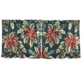 thumbnail image 7 of Yayeee Kitchen Curtains Tier Set of 2 Light Filtering 57"x36" Over Sink Window Panels, Retro Christmas Poinsettia, 7 of 7
