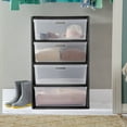 thumbnail image 5 of Sterilite Wide 4 Drawer Tower, Plastic Storage Organizer with Removable Clear Bins, Easy Assembly, No Tools Needed, Black, 5 of 8