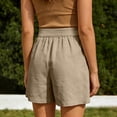 thumbnail image 6 of Pounoo Women's Shorts High Waist Linen-Like Pleated Straight Leg Shorts Retro Elegant Style Breathable Comfortable Loose-Fit Bottoms Gift, 6 of 9