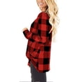 thumbnail image 3 of Hanerdun Women Long Sleeve Plaid T-Shirt Top Female V-Neck Tee Blouse Red M, 3 of 5