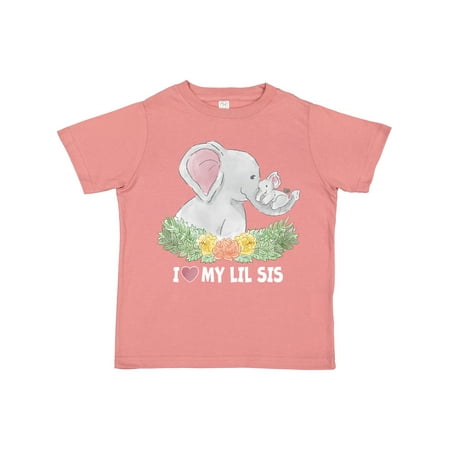 

Inktastic I Love My Lil Sis Elephants with Flowers Gift Toddler Boy or Toddler Girl T-Shirt