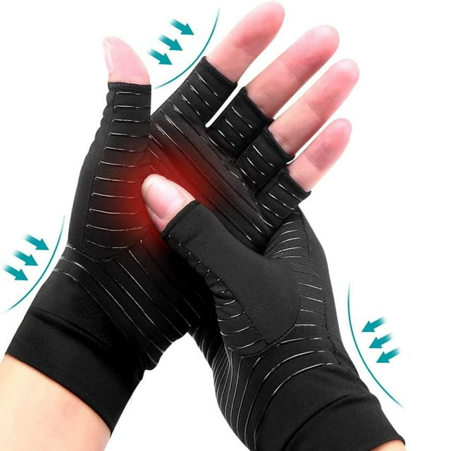 Guantes de compresión de cobre para artritis reumatoide, guantes de cuidado de rehabilitación para uso diario, conducir, escribir (medianos)