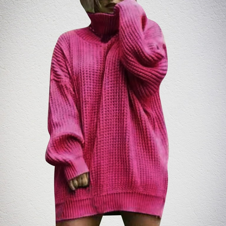 Sporty Dresses for Women Womens Turtleneck Oversized Long Sleeve Sweater Dress Plus Size Tunic Pullover Knit Fall Dresses Squares Neck Dress S-80 Hot Pink-a L - Walmart.com Sporty Dresses for Women Womens Turtleneck Oversized Long Sleeve Sweater Dress Plus Size Tunic Pullover Knit Fall Dresses Squares Neck Dress S-80 Hot Pink-a L - Walmart.com