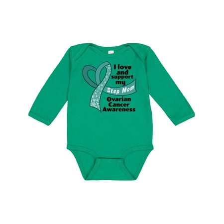 

Inktastic Ovarian Cancer Awareness I Love and Support My Step Mom Gift Baby Boy or Baby Girl Long Sleeve Bodysuit