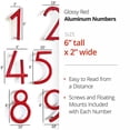 thumbnail image 2 of Floating Mount Shadow House Address Number, Modern Metal Numbers for Mailbox, Glossy Red, 6", HH-SDW6-RED-1, 2 of 5