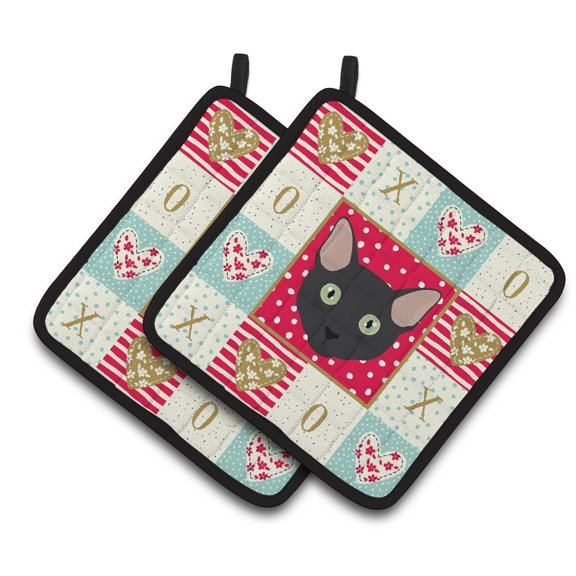 Mandalay Cat Love Pair of Pot Holders