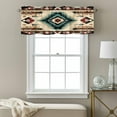 thumbnail image 3 of Abstract Ethnic Style Valance Curtain Retro Brown Red Weaving Pattern Window Valances Rod Pocket Short Curtains Window Treatments for Kitchen Bedroom Bathroom Laundry 60" x 18", 3 of 9