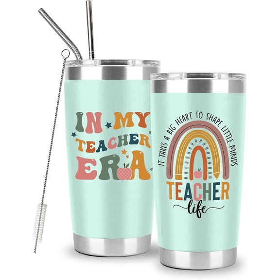 In My Teacher Era Cup Tumbler Cool Teacher Gifts Back To School End Of Year Future Teacher New Tutor Retirement Thank You Teacher Appreciation Drinking Cups 20 Oz Gifts Ideas