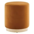 thumbnail image 2 of Tilden 16" Round Performance Velvet Upholstered Ottoman in Rust Natural, 2 of 8