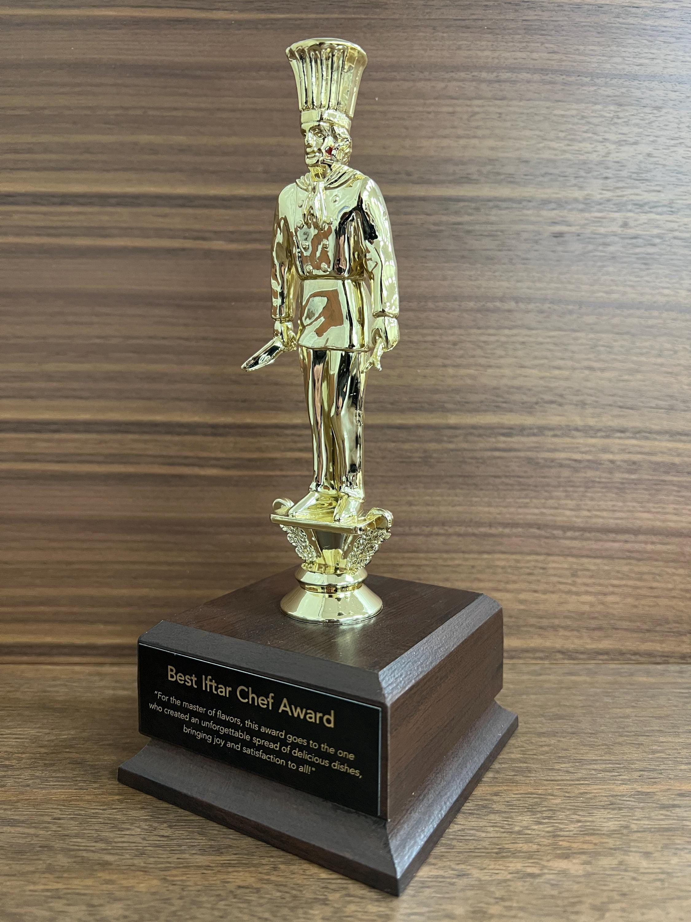 Best Iftar Chef Award - Custom Engraved Ramadan Trophy | Personalized Cooking Plaque Gift