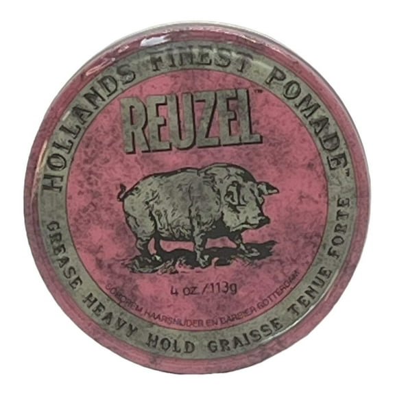 REUZEL Pink Pomade Grease, Strong Hold, Medium Shine, Oil Based, 4 oz