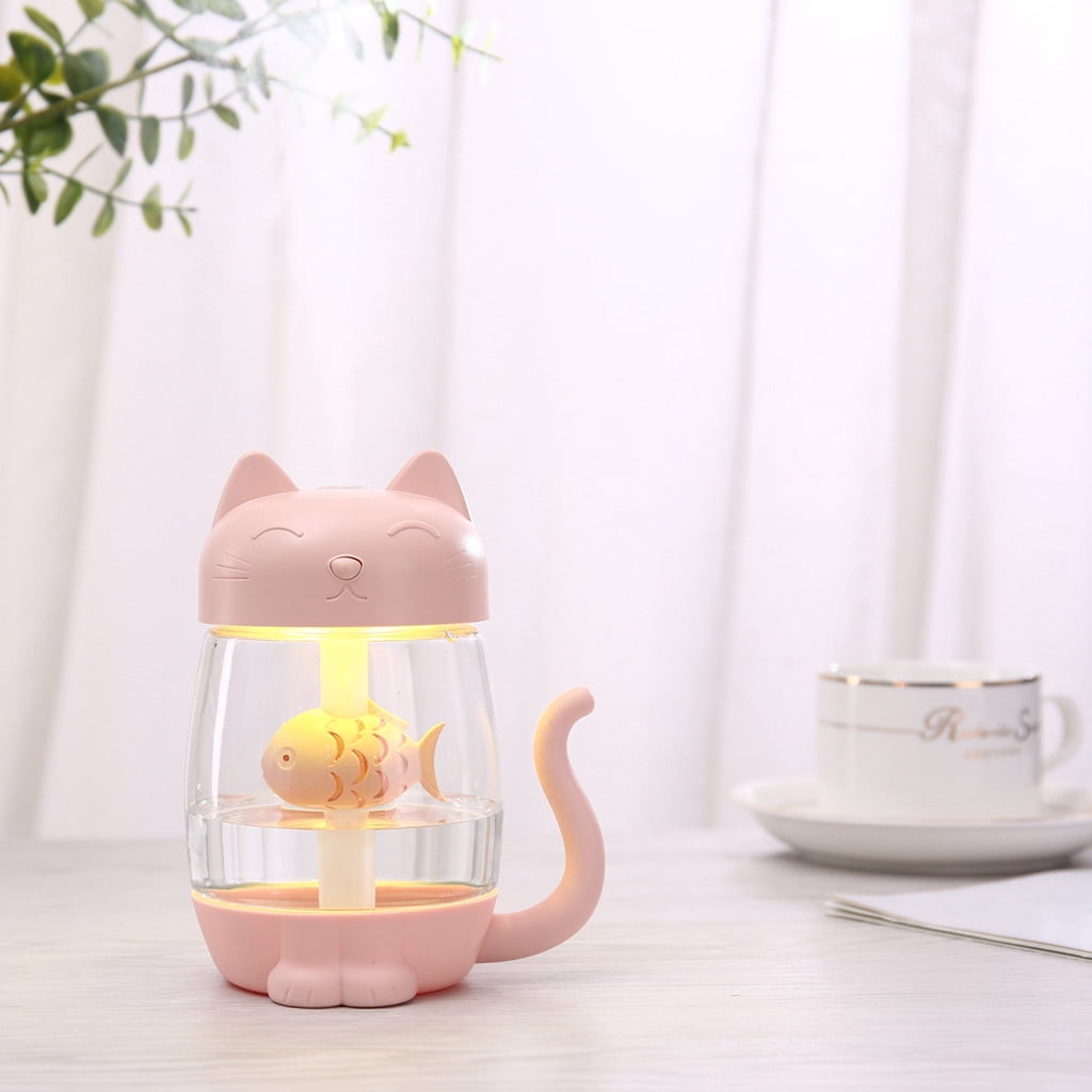 Summer Cute Cat Essential Oil Diffuser LED Aromatherapy Humidifier With