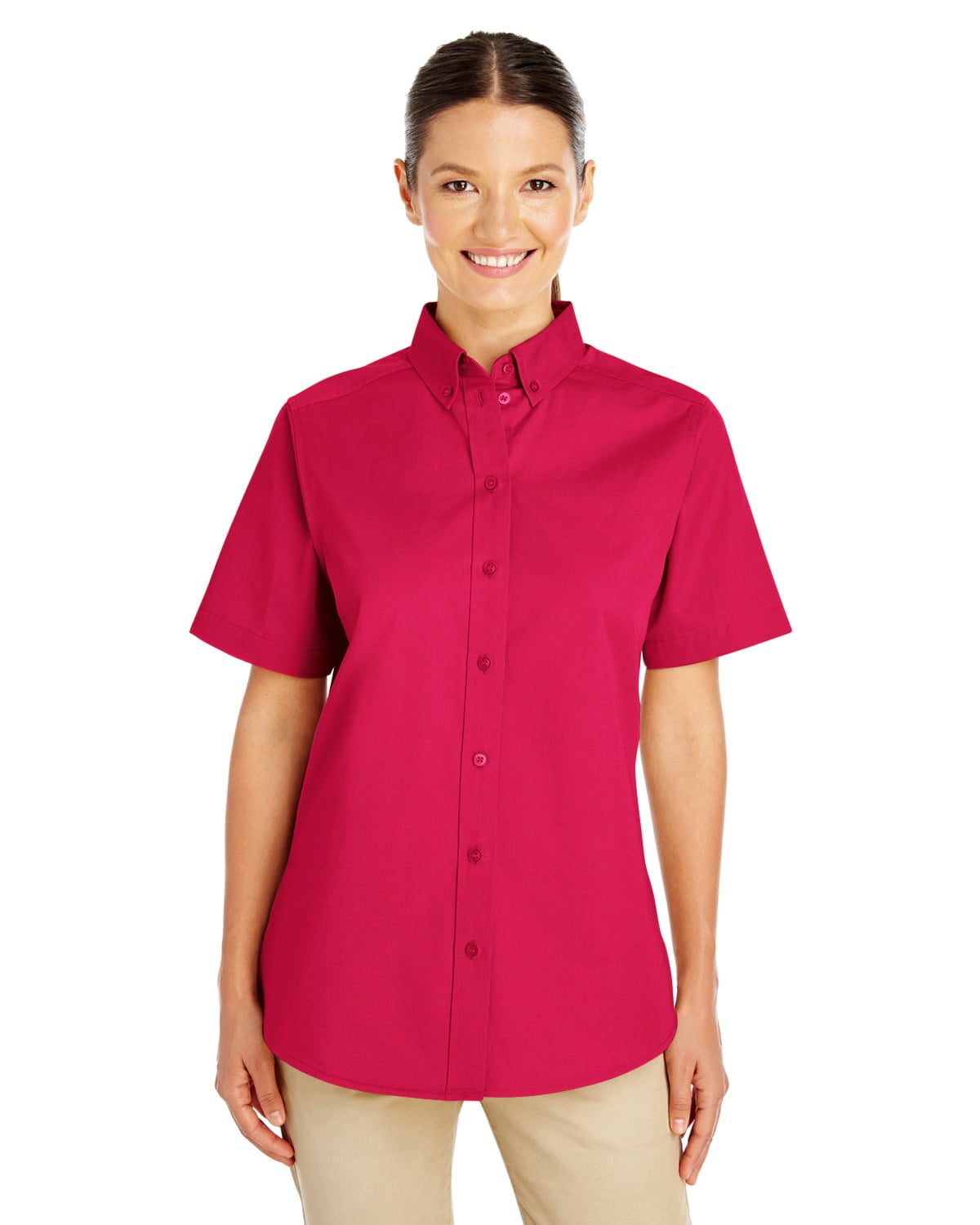 Black Harriton Adult Short Sleeve Twill Shirt M