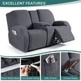 thumbnail image 3 of TAOCOCO Durable 4-Pieces Loveseat Recliner Slipcovers with Console, Stretch Jacquard Reclining Couch Covers for 2 Seater Sofa with Pockets- Home Sofa Protector, Black Gray, 3 of 10