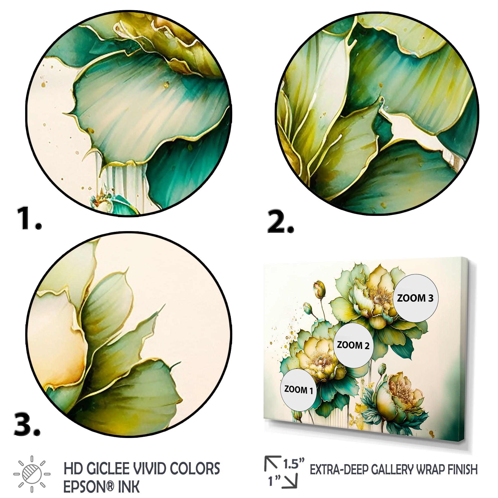 Designart Green Blooming Daffodils Canvas Wall Art