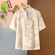 thumbnail image 2 of Camisa bordada de manga corta para mujeres de mediana edad y mayores de 40 años con estampado de estilo chino para madres, 2 of 4