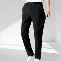 Muscularfit Mens Casual Dress Pants Black Golf Silk Streetwear Straight-Leg Flat Front Ankle Loose Men Pants Casual,XL