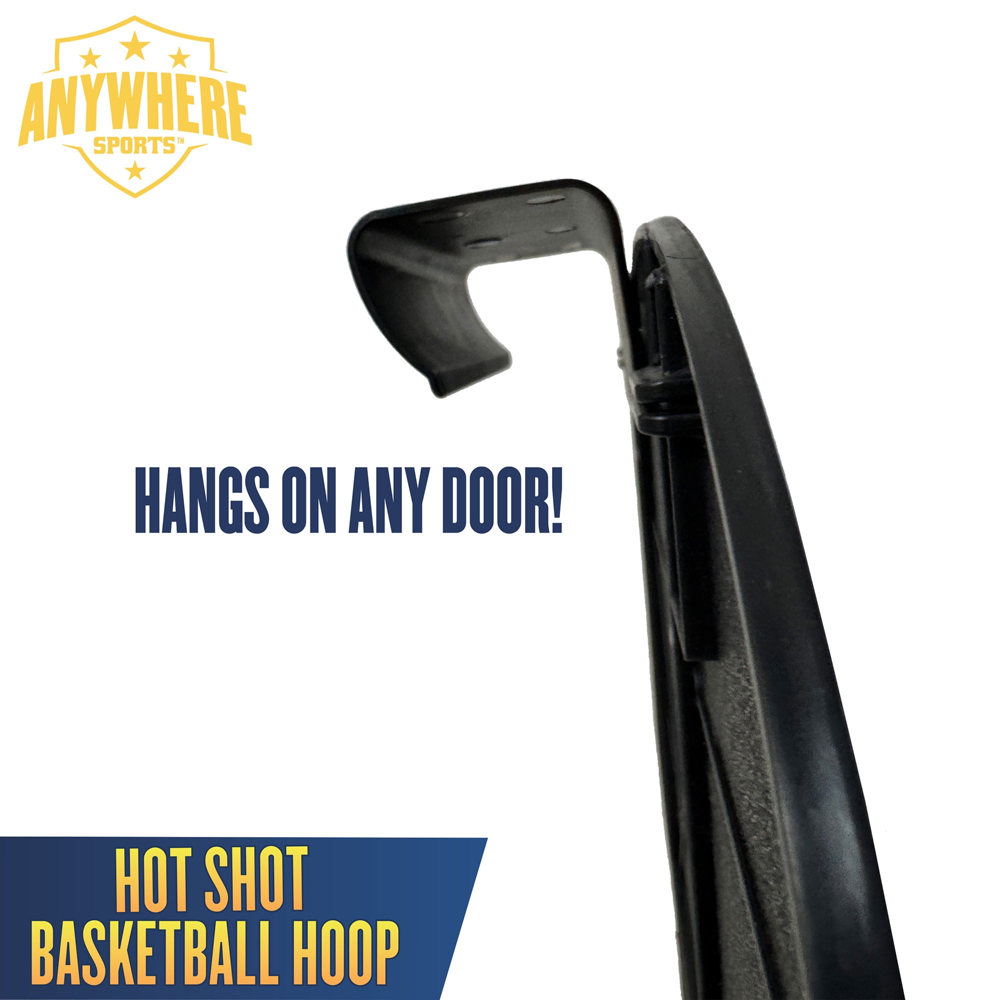 Anywhere Sports: Hot Shot Basketball Hoop - 6" Silent Foam Ball, Over-The-Door Backboard, Clip-On Mount, Indoor-Outdoor, Quiet Sports Play, Kids 3+