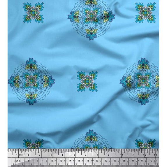 Soimoi Rayon Fabric Damask & Mandala Decorative Print Fabric by The Yard 42 Inch Wide