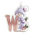 thumbnail image 2 of romoty Personalized Christmas Letter Ornaments, Cute Purple Snowman Initial Pendants, 2D Flat Acrylic Monogram Tree Car Mirror Decor, 2 of 7