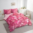 thumbnail image 3 of Feelyou Love Heart Teens Bedding Comforter Set 7pcs, Glitter Pink Cartoon Queen Bedding Sets, Romantic Valentine's Day Reversible Queen Sheet Sets, Microfiber Bedroom Decor, 3 of 8