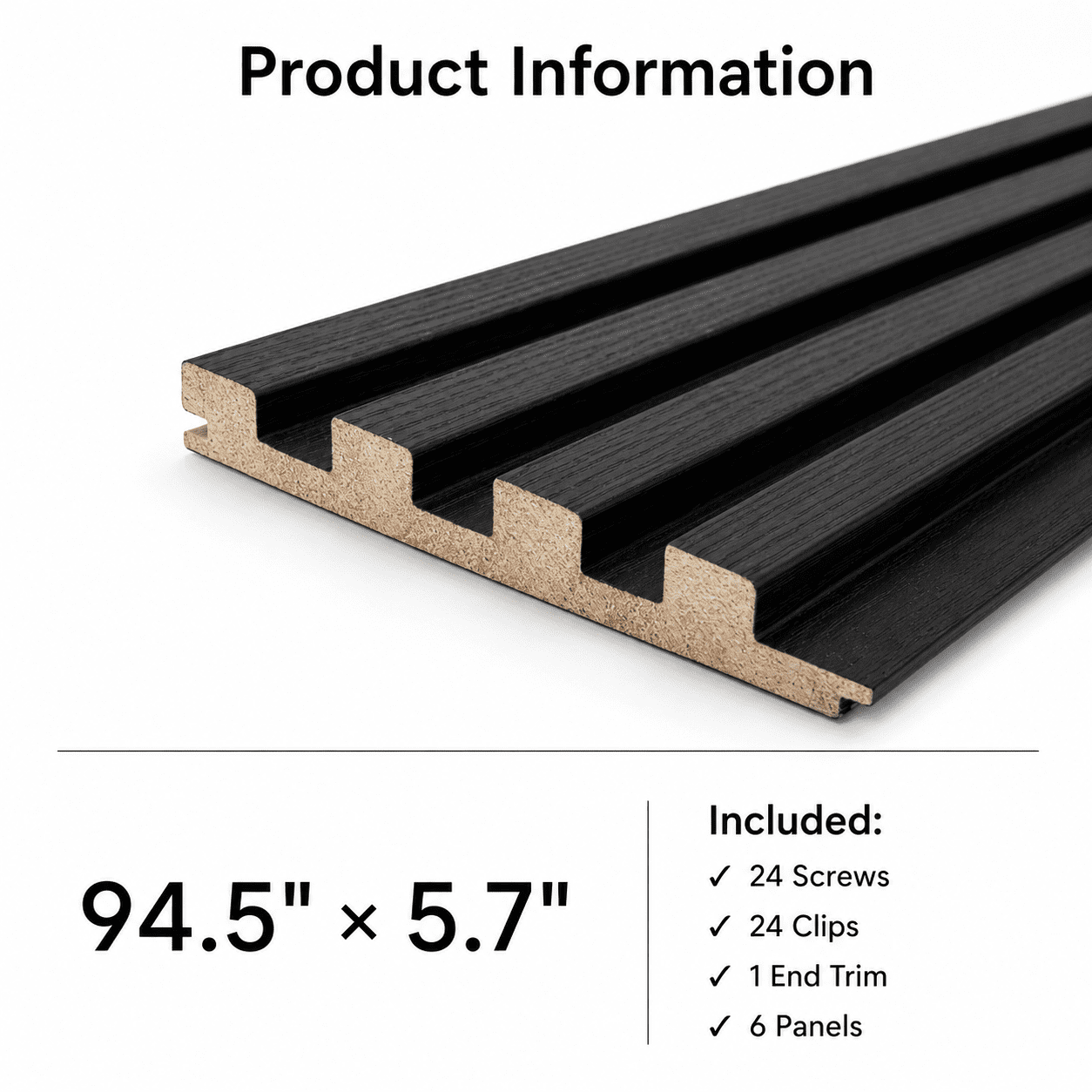 Yeslife 6-Piece 94.49'' x 5.7''x 0.67'' Solid Wood Slat Wall Panels for Interior and Ceiling Decor,22.44 Sq.ft/Case,Black Walnut