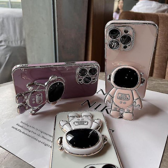 Estuche con soporte oculto de astronauta compatible con Iphone 13 Pro Max / 13 Pro / 13, cubierta protectora de Tpu galvanizada ShuxiuWang 8390611695590